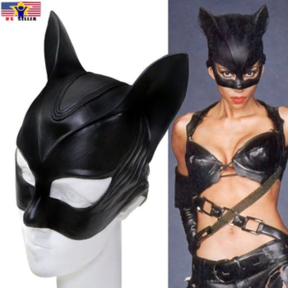 Cat Women Face Latex Mask Cosplay Batman Catwoman Costume Props Halloween - Picture 1 of 5